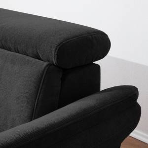 Canapé d'angle Calang Tissu - Noir - Méridienne longue à gauche (vue de face) - Fonction couchage - Coffre de lit