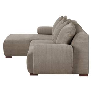 Hoekbank Caldelas II geweven stof - Taupe - Longchair vooraanzicht links