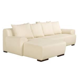 Hoekbank Caldelas III geweven stof - Beige - Longchair vooraanzicht links