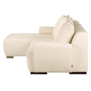 Hoekbank Caldelas III geweven stof - Beige - Longchair vooraanzicht links