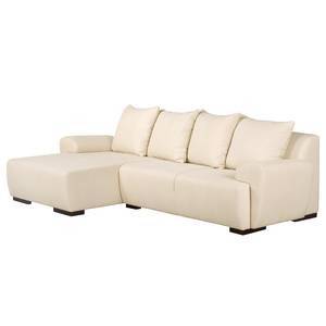 Hoekbank Caldelas III geweven stof - Beige - Longchair vooraanzicht links