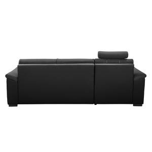 Ecksofa Callaway I mit Schlaffunktion - Strukturstoff/Kunstleder - Dunkelgrau / Schwarz - Longchair davorstehend links