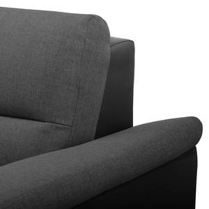 Ecksofa Callaway I mit Schlaffunktion - Strukturstoff/Kunstleder - Dunkelgrau / Schwarz - Longchair davorstehend links