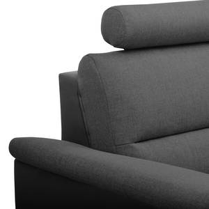 Ecksofa Callaway I Strukturstoff/Kunstleder - Dunkelgrau / Schwarz - Longchair davorstehend links