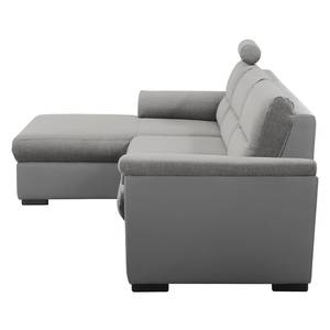 Ecksofa Callaway I Strukturstoff/Kunstleder - Grau - Longchair davorstehend links