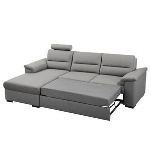 Ecksofa Callaway I Strukturstoff/Kunstleder - Grau - Longchair davorstehend links