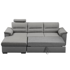 Ecksofa Callaway I Strukturstoff/Kunstleder - Grau - Longchair davorstehend links