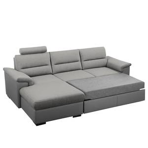 Ecksofa Callaway I Strukturstoff/Kunstleder - Grau - Longchair davorstehend links