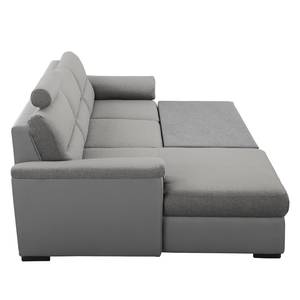 Ecksofa Callaway I Strukturstoff/Kunstleder - Grau - Longchair davorstehend links