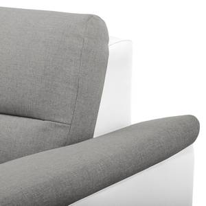 Ecksofa Callaway I mit Schlaffunktion - Strukturstoff/Kunstleder - Grau / Weiß - Longchair davorstehend links