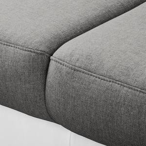 Ecksofa Callaway I Strukturstoff/Kunstleder - Grau / Weiß - Longchair davorstehend links