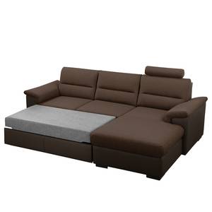 Ecksofa Callaway I Strukturstoff/Kunstleder - Braun / Dunkelbraun - Longchair davorstehend rechts