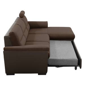 Ecksofa Callaway I Strukturstoff/Kunstleder - Braun / Dunkelbraun - Longchair davorstehend rechts