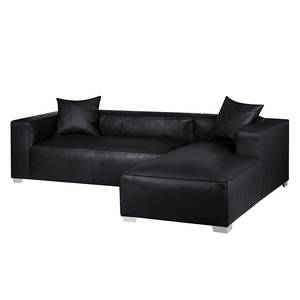 Ecksofa Calli Kunstleder Schwarz - Longchair davorstehend rechts