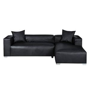 Ecksofa Calli Kunstleder Schwarz - Longchair davorstehend rechts