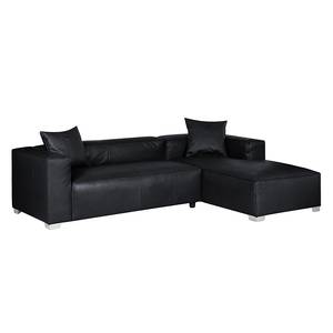 Ecksofa Calli Kunstleder Schwarz - Longchair davorstehend rechts