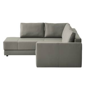 Ecksofa Carlo mit Schlaffunktion- Echtleder - Grau - Longchair davorstehend links