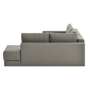 Ecksofa Carlo mit Schlaffunktion- Echtleder - Grau - Longchair davorstehend rechts