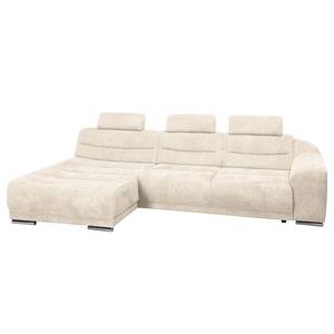 Ecksofa Carman Webstoff Beige - Longchair davorstehend links - Schlaffunktion