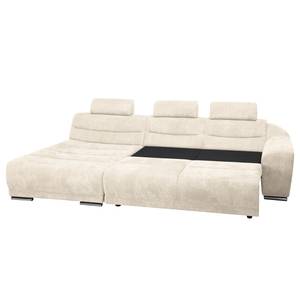 Hoekbank Carman geweven stof - Beige - Longchair vooraanzicht links - Slaapfunctie