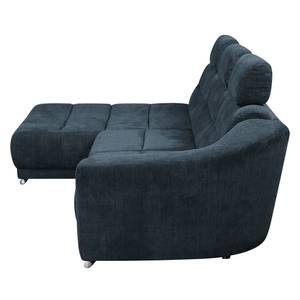 Ecksofa Carman Webstoff Webstoff - Dunkelblau - Longchair davorstehend links - Schlaffunktion