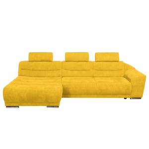 Ecksofa Carman Webstoff Webstoff - Senfgelb - Longchair davorstehend links - Schlaffunktion