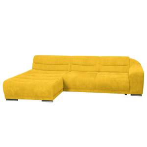 Canapé d'angle Carman Tissu - Jaune moutarde - Méridienne courte à gauche (vue de face) - Fonction couchage