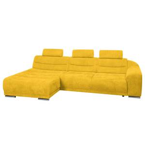 Ecksofa Carman Webstoff Webstoff - Senfgelb - Longchair davorstehend links - Schlaffunktion