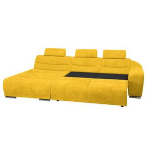 Ecksofa Carman Webstoff Webstoff - Senfgelb - Longchair davorstehend links - Schlaffunktion