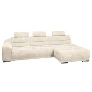 Ecksofa Carman Webstoff Beige - Longchair davorstehend rechts - Schlaffunktion