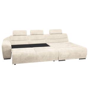 Ecksofa Carman Webstoff Beige - Longchair davorstehend rechts - Schlaffunktion