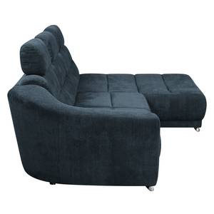 Ecksofa Carman Webstoff Webstoff - Dunkelblau - Longchair davorstehend rechts - Schlaffunktion