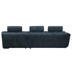 Ecksofa Carman Webstoff Webstoff - Dunkelblau - Longchair davorstehend rechts - Schlaffunktion