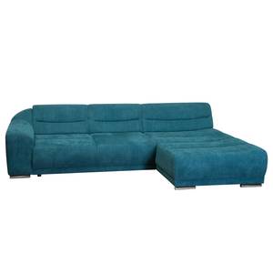 Ecksofa Carman Webstoff Petrol - Longchair davorstehend rechts - Schlaffunktion