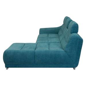 Ecksofa Carman Webstoff Webstoff - Petrol - Longchair davorstehend rechts - Schlaffunktion