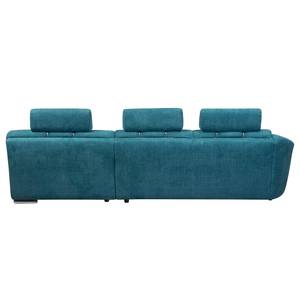 Ecksofa Carman Webstoff Webstoff - Petrol - Longchair davorstehend rechts - Schlaffunktion