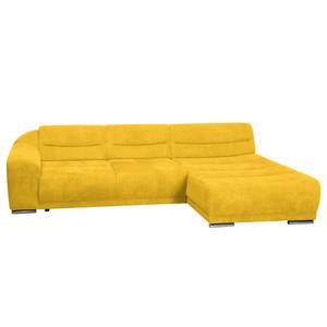 Canapé d'angle Carman Tissu - Jaune moutarde - Méridienne courte à droite (vue de face) - Fonction couchage