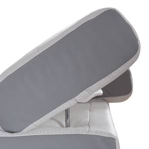 Canapé d'angle Kerry (convertible) Cuir véritable blanc / gris clair - Méridienne à Â  gauche (vue de face)