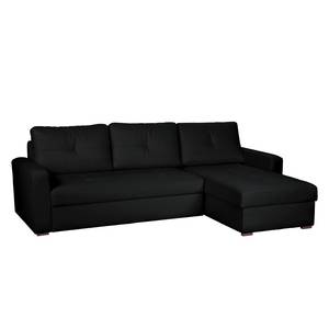 Canapé d'angle Cavolo Avec fonction couchage - Imitation cuir noir - Méridienne montable à gauche ou à droite
