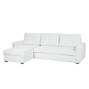 Canapé d'angle Cavolo Avec fonction couchage - Imitation cuir blanc - Méridienne montable à gauche ou à droite