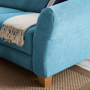 Canapé d'angle Cebu Tissu - Bleu clair - Méridienne longue à gauche (vue de face) - Avec réglage de la profondeur d'assise