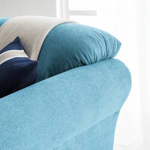 Canapé d'angle Cebu Tissu - Bleu clair - Méridienne longue à gauche (vue de face) - Avec réglage de la profondeur d'assise