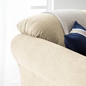 Canapé d'angle Cebu Tissu - Crème - Méridienne longue à droite (vue de face) - Avec réglage de la profondeur d'assise