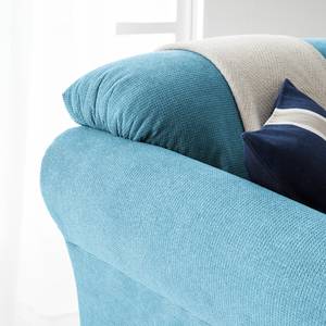 Canapé d'angle Cebu Tissu - Bleu clair - Méridienne longue à droite (vue de face) - Avec réglage de la profondeur d'assise
