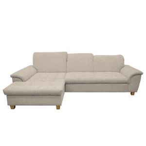 Ecksofa Charlo Antiklederlook - Flachgewebe Soan: Cappuccino - Longchair davorstehend links