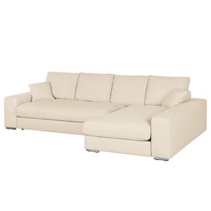 Ecksofa Chelm Webstoff Creme - Longchair davorstehend rechts