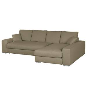 Ecksofa Chelm Webstoff Taupe - Longchair davorstehend rechts