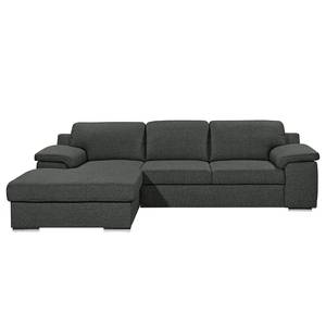 Ecksofa Chenega Webstoff Anthrazit - Longchair davorstehend links - Keine Funktion