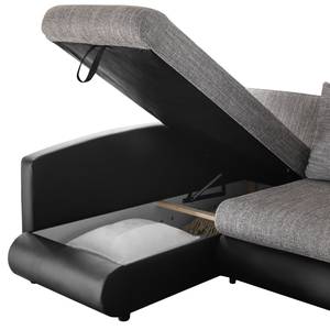 Canapé d'angle Chertsey (convertible)- I Imitation cuir / Tissu - Noir / Gris