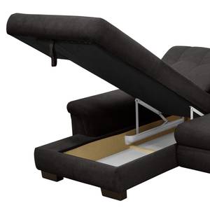 Ecksofa Chipman Webstoff Braungrau - Longchair davorstehend links - Schlaffunktion - Bettkasten